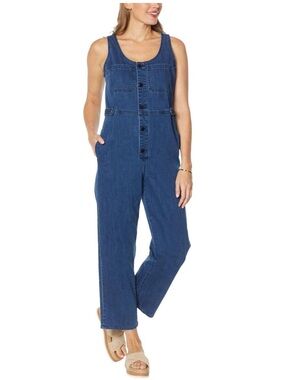 Frayed Jeans Sleeveless Denim Jumpsuit - Size XL
